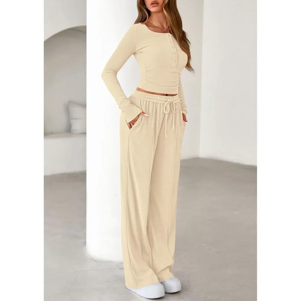 Women's 2 Piece Lounge Set Polyester Blend Fall Casual Matching Outfit